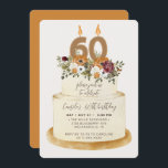 Chic Oranje Herfst herfst 60th Birthday Cake Kaart<br><div class="desc">Viel een vrouwelijke herfst 60ste verjaardag met onze uitnodiging. Het ontwerp is voorzien van een bijtende taart, met de versiering van herfstbloemen, bladeren en kaarsen met het nummer 60 voor de ultieme kikkerblik. Alle tekst is 100% aanpasbaar. Als je extra stukken nodig hebt voor dit collectie, neem dan contact met...</div>