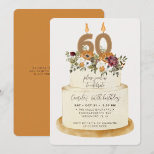 Chic Oranje Herfst herfst 60th Birthday Cake Kaart