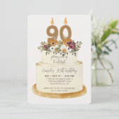 Chic Oranje Herfst herfst 90th Birthday Cake Kaart (Staand voorkant)