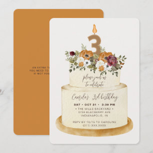 Chic Oranje Herfst najaar 3rd Birthday Cake Kaart