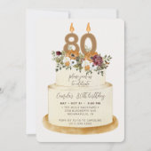Chic Oranje Herfst najaar 80th Birthday Cake Kaart (Voorkant)