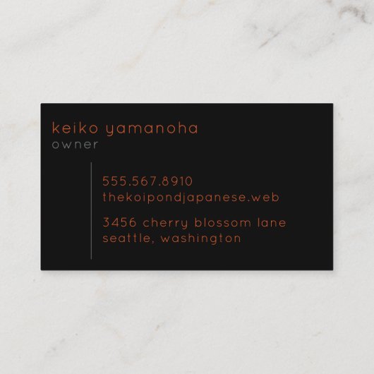 Chic Oranje Koi Fish Visitekaartje (Achterkant)