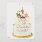 Chic Oranje Little Pumpkin First Birthday Cake Kaart (Voorkant)