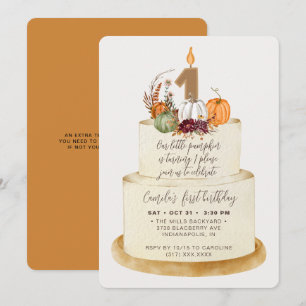 Chic Oranje Little Pumpkin First Birthday Cake Kaart