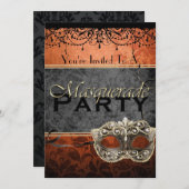 Chic  Oranje Masquerade-uitnodigingen Kaart (Voorkant / Achterkant)