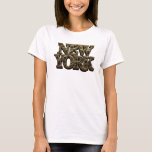 Chic Oranje NEW YORK 3D Tekst Kunst T-shirt