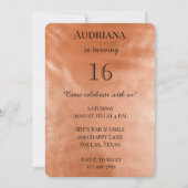 Chic Oranje Peach Spice Glam Glitter Verjaardag Kaart (Voorkant)