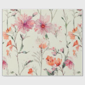 Chic Oranje & Roze Feminine Floral Wedding Cadeaupapier (Vlak)