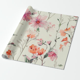 Chic Oranje & Roze Feminine Floral Wedding Cadeaupapier
