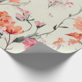 Chic Oranje & Roze Feminine Floral Wedding Cadeaupapier (Hoek)