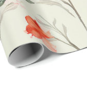 Chic Oranje & Roze Feminine Floral Wedding Cadeaupapier (Rol Hoek)