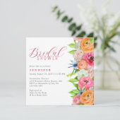 Chic Oranje roze Vrijgezellenfeest Floral Border I Kaart (Staand voorkant)