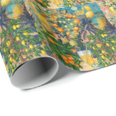 Chic oranje Siciliaanse citrus collage bloemige te Cadeaupapier (Rol Hoek)