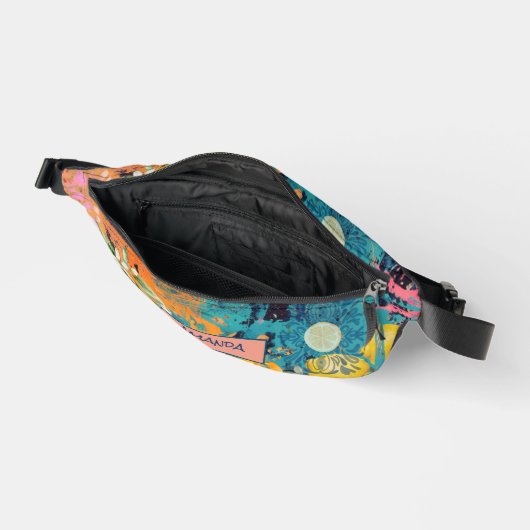 Chic oranje Siciliaanse citrus collage bloemige te Heuptasje (Open)