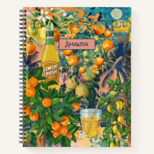 Chic oranje Siciliaanse citrus collage bloemige te Notitieboek