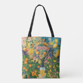 Chic oranje Siciliaanse citrus collage bloemige te Tote Bag (Achterkant)