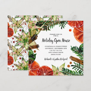 Chic Oranje Slices en Cinnamon Kerstuitnodigingen