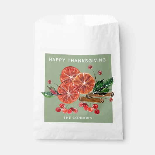 Chic Oranje Slices en Cinnamon Sticks Autumn Bedankzakje (Voorkant)