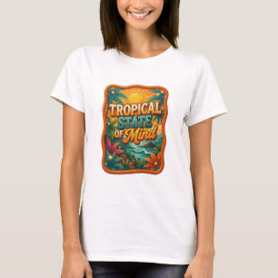 Chic Oranje TROPISCHE GEESTESTOESTAND Tee T-shirt