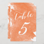 CHIC ORANJE WATERCOLOR TAFELNUMMER KAARTEN (Voorkant / Achterkant)