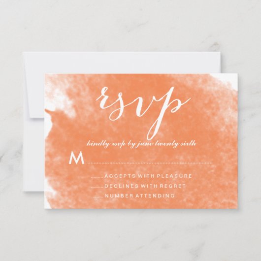 CHIC ORANJE WATERCOLOR TROUWKAART RSVP (Voorkant)
