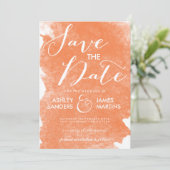 CHIC ORANJE WATERVERF BEWAREN DE DATUM SAVE THE DATE (Staand voorkant)
