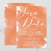 CHIC ORANJE WATERVERF BEWAREN DE DATUM SAVE THE DATE (Voorkant / Achterkant)