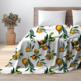 Chic Oranje Waterverf Citrus Print Sherpa Deken