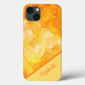 Chic Oranje Waterverf Gepersonaliseerd Case-Mate iPhone Case (Achterkant)