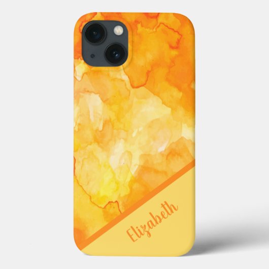 Chic Oranje Waterverf Gepersonaliseerd Case-Mate iPhone Case (Achterkant)