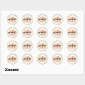 Chic Oranje Waterverf Gold Afstuderen Ronde Sticker (Vel)