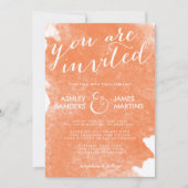 CHIC ORANJE WATERVERF WEDDING INVITATIE KAART (Voorkant)