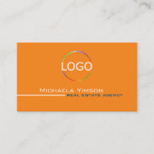Chic Oranje White met Logo en Foto Professional Visitekaartje (Voorkant)