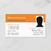 Chic Oranje White Simple met Monogram en Foto Visitekaartje (Achterkant)