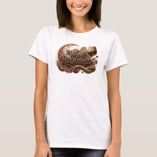 Chic Oranje WIJN VERPLICHT Slogan T-shirt (Voorkant)