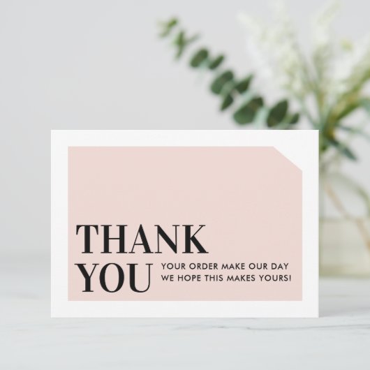 CHIC ORDE INSERT business dank u blush roze Bedankkaart (Staand voorkant)