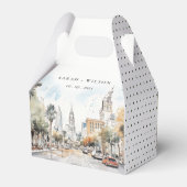 Chic Orlando Florida Skyline Waterverf bruiloft Bedankdoosjes (Achterkant)