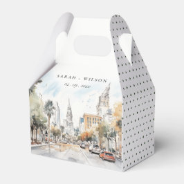 Chic Orlando Florida Skyline Waterverf bruiloft Bedankdoosjes