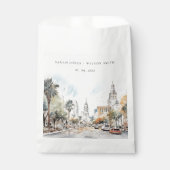 Chic Orlando Florida Skyline Waterverf bruiloft Bedankzakje (Voorkant)