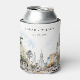 Chic Orlando Florida Skyline Waterverf bruiloft Blikjeskoeler