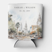 Chic Orlando Florida Skyline Waterverf bruiloft Blikjeskoeler (Voorkant)