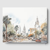 Chic Orlando Florida Skyline Waterverf bruiloft Gastenboek (Achterkant)