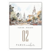 Chic Orlando Florida Skyline Waterverf bruiloft Kaart (Voorkant)