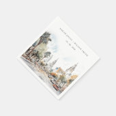 Chic Orlando Florida Skyline Waterverf bruiloft Servet (Hoek)