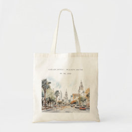 Chic Orlando Florida Skyline Waterverf bruiloft Tote Bag