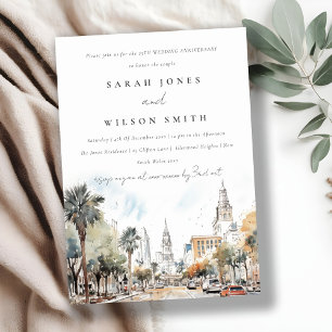 Chic Orlando Florida Skyline Wedding Jubileum Kaart