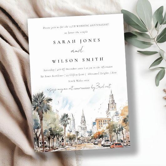 Chic Orlando Florida Skyline Wedding Jubileum Kaart