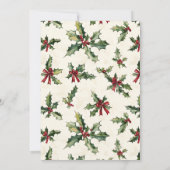 Chic Ornament Exchange Red Bow Holly Berry Party Kaart (Achterkant)