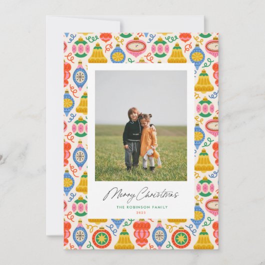 Chic Ornamenten Kerstkaart (Voorkant)