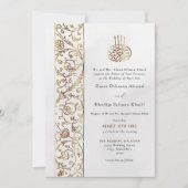 Chic Ornate Floral Gold & Cream Islamic Wedding Kaart (Voorkant)